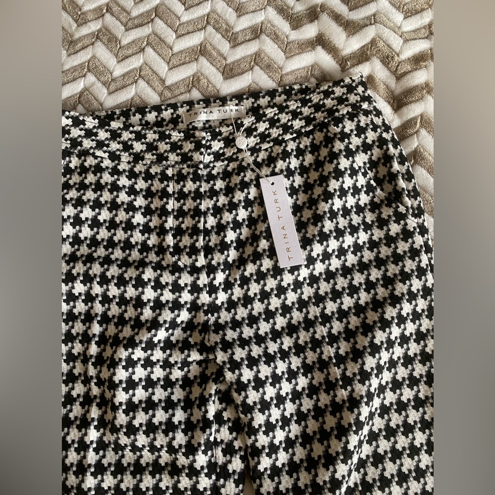 Trina Turk Willis 2 Houndstooth Wide-Leg Pants Size 2 - Picture 4 of 6